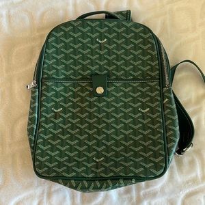 Green monogram backpack